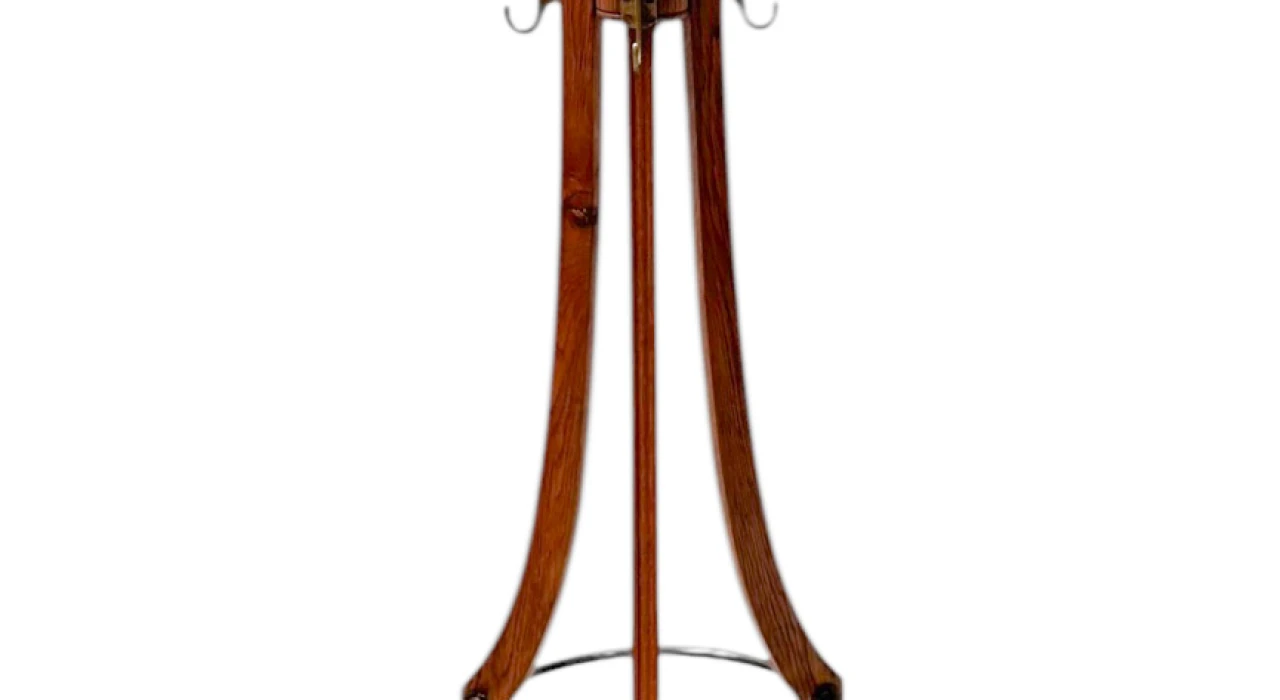 Arts & Crafts Coat Stand or Porte Manteau with Rotating Top, 1900s